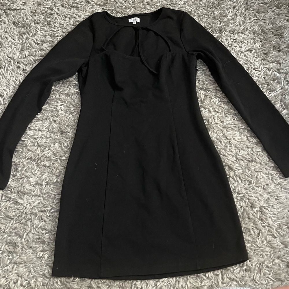 Tobi front tie front cut out bodycon long sleeve mini dress size medium